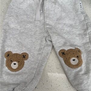 Gray Kids Bottoms with Bear Patches